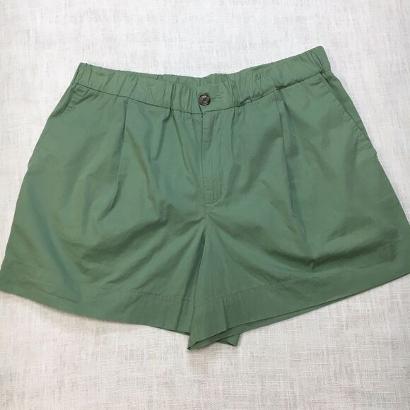 A New Day Shorts Women L Everyday Green Wide Leg Elastic Waist High Rise Relax - Picture 1 of 9